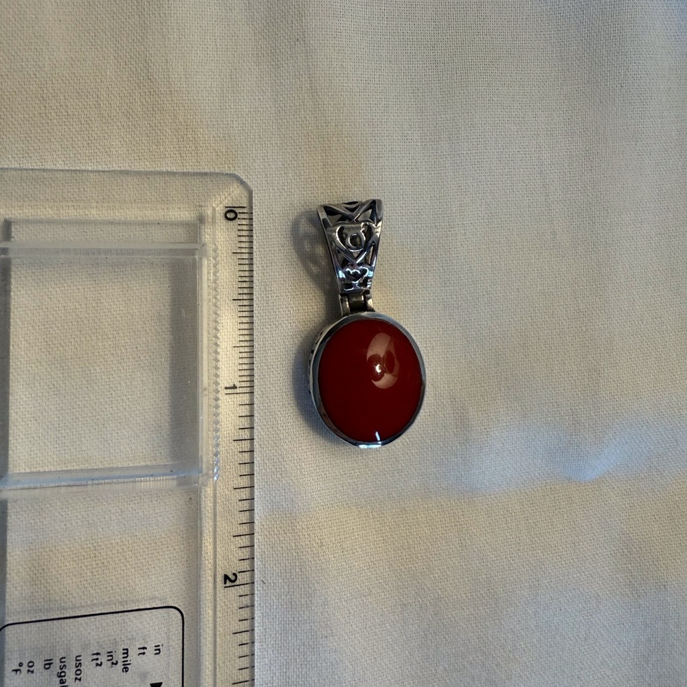 Silpada Red Amber Necklace Elegant Silver Setting